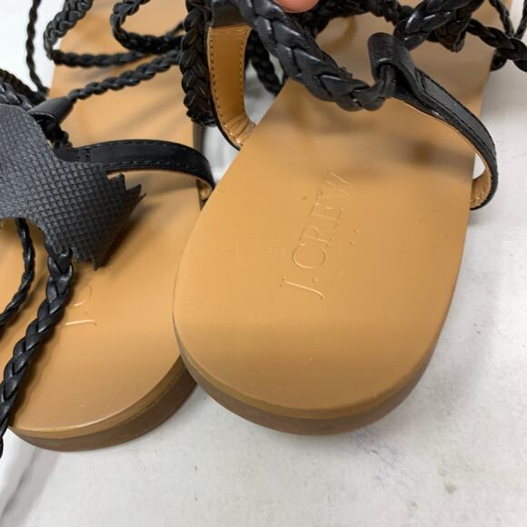 J. Crew Factory Braided Ankle Wrap Sandals Womens Size 9.5 Solid Black NEW - Picture 5 of 8